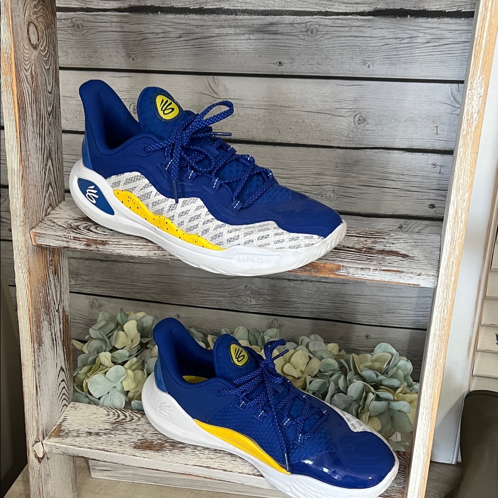 Under Armour Curry 11 Blue and Yellow Men's Golden State Warriors Sneakers